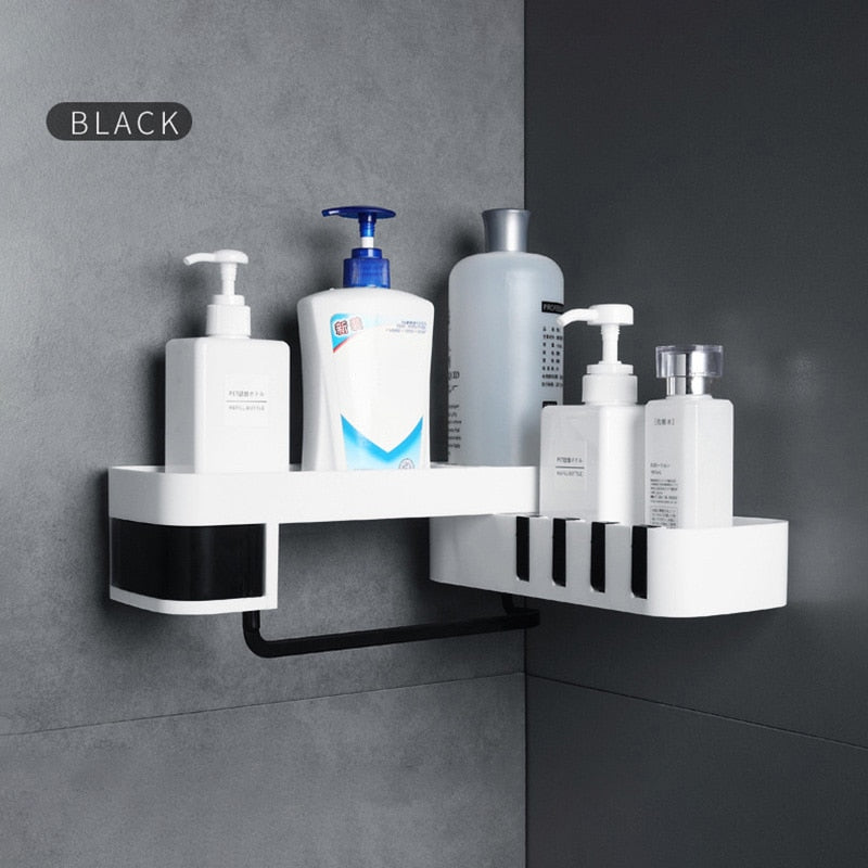 ONEUP Corner ShowerShelf Bathroom Shampoo Cosmetic Shelf Kitchen Plastic  Storage Rack Organizer Wall Mounted Bathroom Gadgets