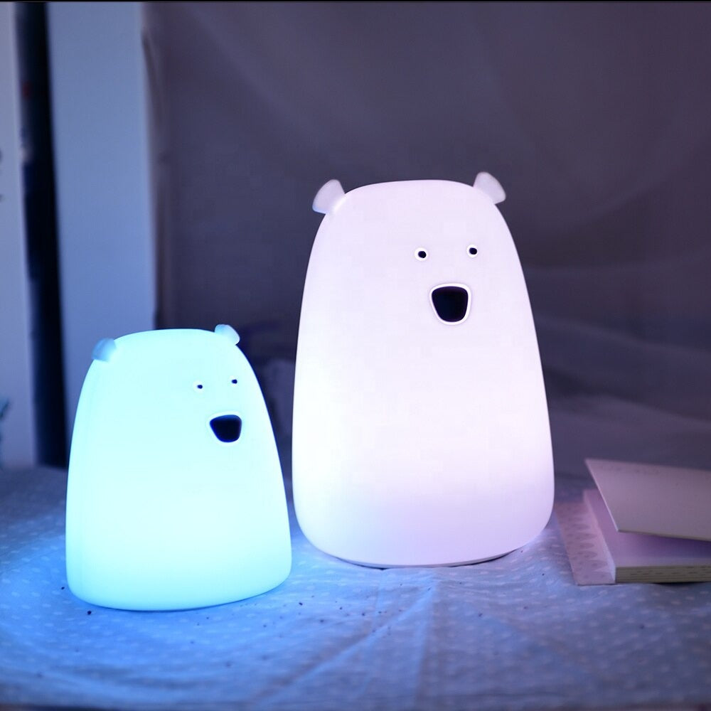 Cute Bear Multicolor Touch Sensor LED Rechargeable Silicone Night Ligh –  Emmeistar