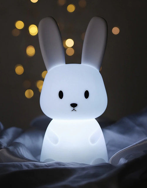 Load image into Gallery viewer, Bunny Long Ear Multicolor Touch Sensor LED Rechargeable Silicone Night Light

