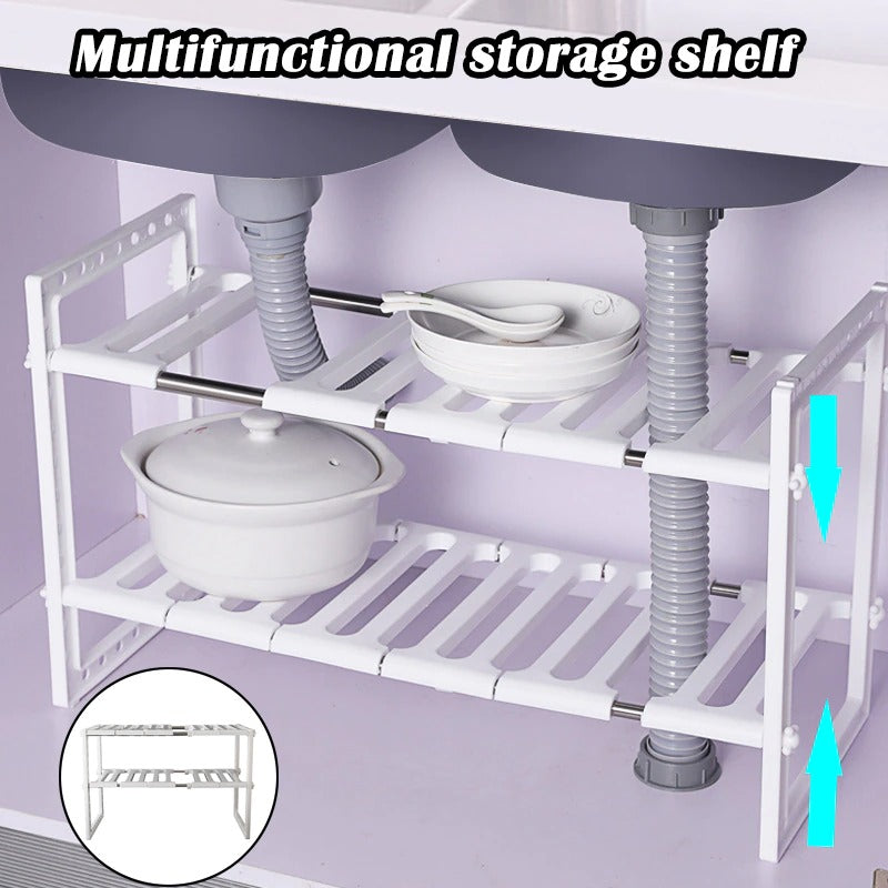 Multi-Functional 2-Layer Retractable Under Sink Rack