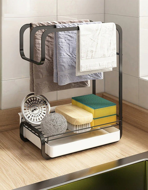 Kitchen Sponge & Cloth Holder Stainless Steel Drain Rack For Sink,  Dishcloth & Rag Storage On Countertop
