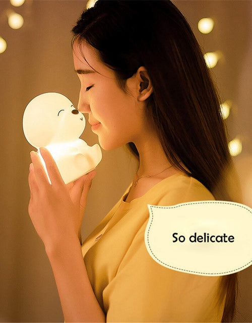 Load image into Gallery viewer, Adorable Puppy Multicolor Touch Sensor LED Rechargeable Silicone Night Light w/ Remote Controller
