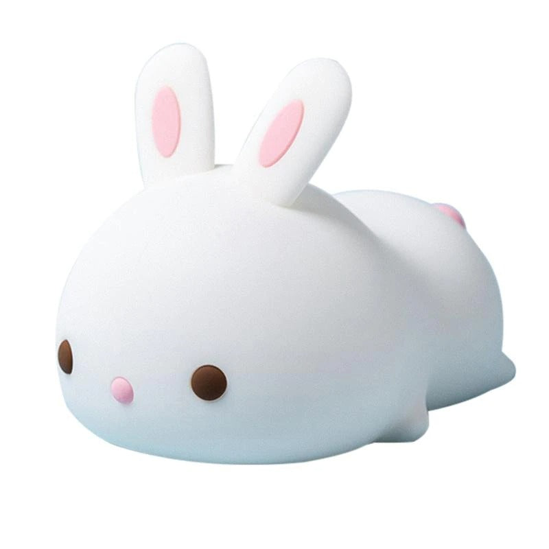 Cute Bunny Multicolor Touch Sensor LED Rechargeable Silicone Night Light w/ Remote Controller