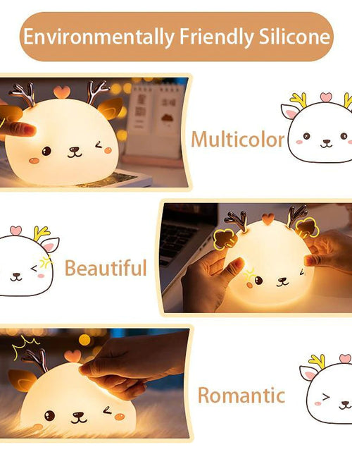 Load image into Gallery viewer, Cute Deer Multicolor Touch Sensor LED Rechargeable Silicone Night Light w/ Remote Controller
