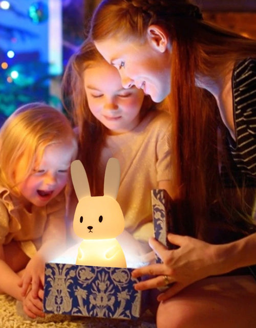 Load image into Gallery viewer, Bunny Long Ear Multicolor Touch Sensor LED Rechargeable Silicone Night Light
