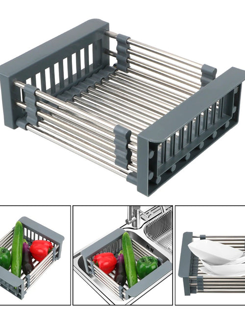 Load image into Gallery viewer, Adjustable Stainless Steel Sink Drying Rack
