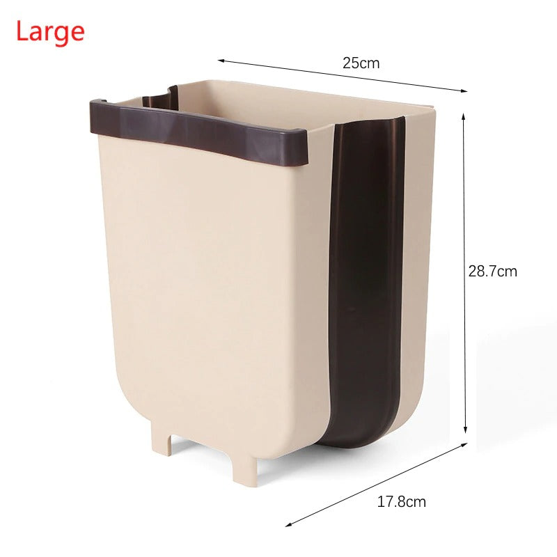 LIGHTSMAX Large Kitchen Hanging Trash Can, Collapsible Trash Bin Large Compact Garbage Can Attached to Cabinet Door Kitchen Drawer Bedroom Dorm Room