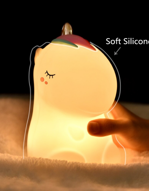 Load image into Gallery viewer, Adorable Unicorn Multicolor Touch Sensor LED Rechargeable Silicone Night Light
