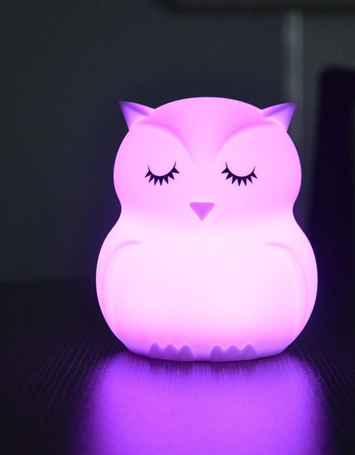 Load image into Gallery viewer, Owl Multicolor Touch Sensor LED Rechargeable Silicone Night Light w/ Remote Controller
