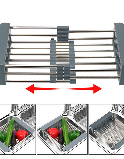 Load image into Gallery viewer, Adjustable Stainless Steel Sink Drying Rack
