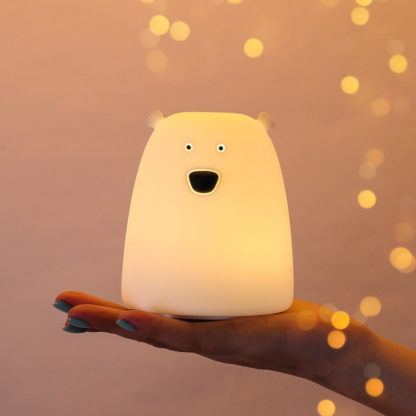 Cute Bear Multicolor Touch Sensor LED Rechargeable Silicone Night Light