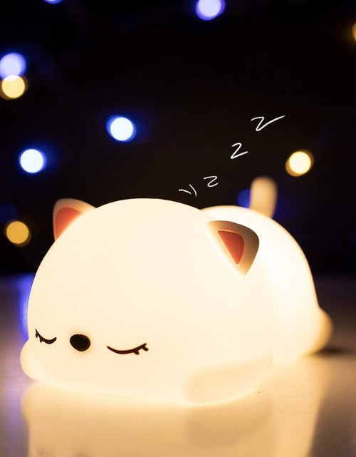 Load image into Gallery viewer, Cute Cat Multicolor Touch Sensor LED Rechargeable Silicone Night Light w/ Remote Controller
