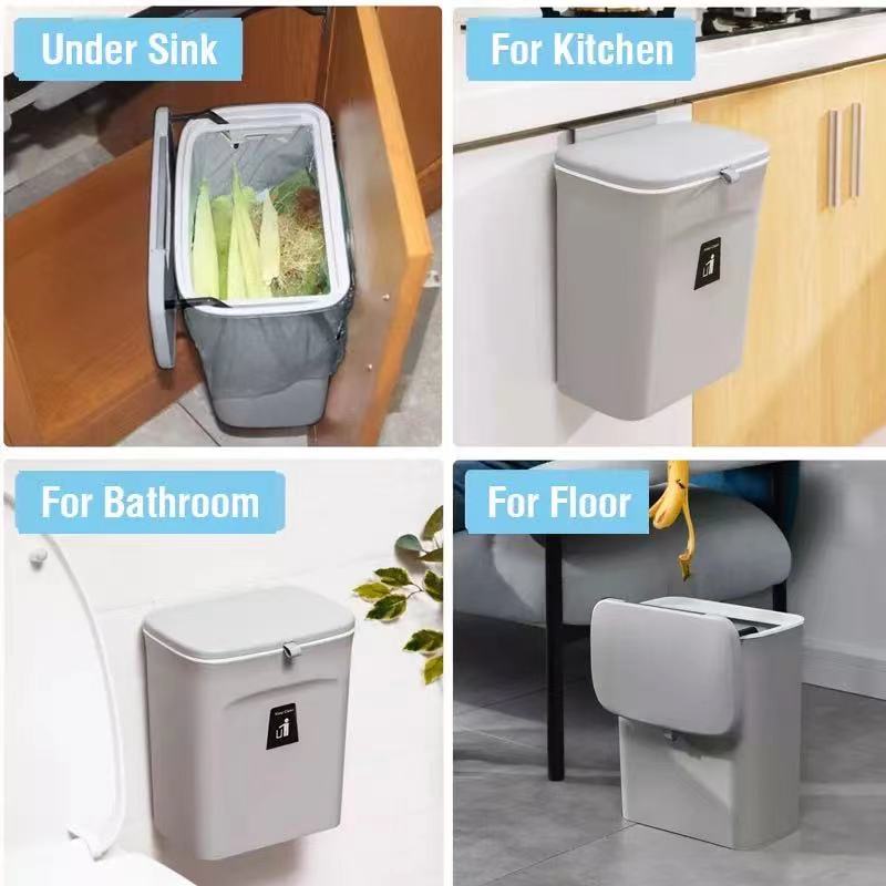 Kitchen Hanging Trash Can with Lid