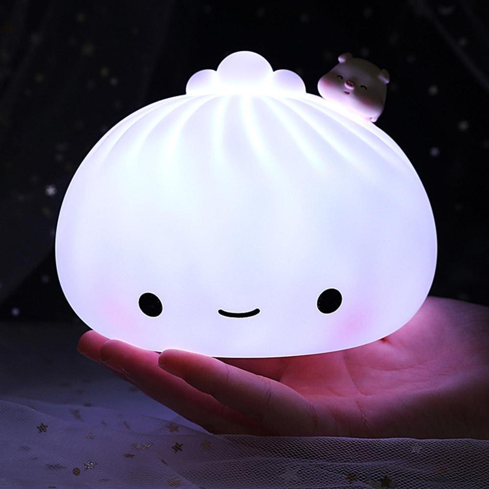 Adorable Bun Multi-Color Touch Sensor LED Rechargeable Silicone Night Light Gift for Kids and Adults