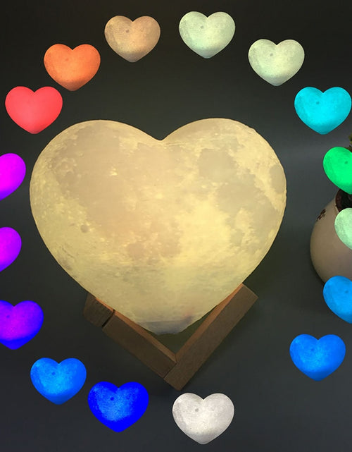 Load image into Gallery viewer, Modern Multi-Color 3D USB Rechargeable Touch Heart Moon Lamp LED Night Light Romantic Gift
