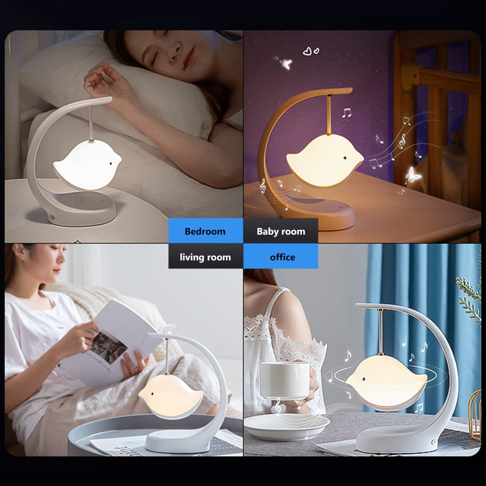Rechargeable Multi-Color Bluetooth Wireless Music Desk Lamp Bird Shaped LED Night Light Gift for Children and Adults