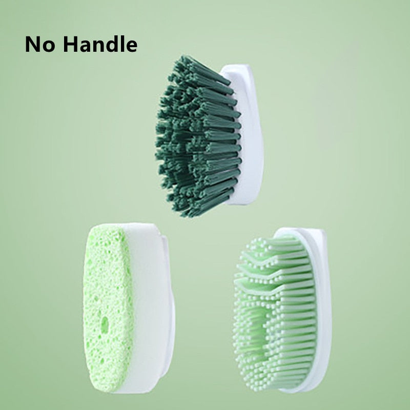 Importent White Dishwashing Brush Scrubber With Soap Handle, For