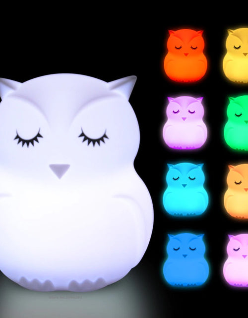 Load image into Gallery viewer, Owl Multicolor Touch Sensor LED Rechargeable Silicone Night Light w/ Remote Controller
