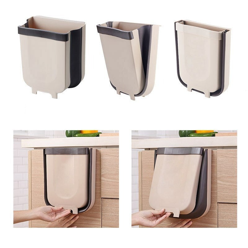 Folding Trash Can,Silicone Waste Cans for Kitchen Folding Waste Bin  Foldable Hanging Trash Can Collapsible Small Hanging Garbage Can for Home  Room