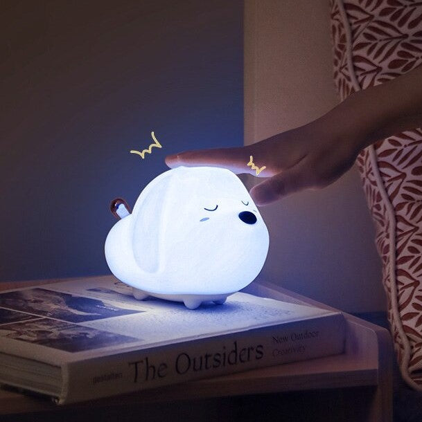 Cute Dog Multicolor Touch Sensor LED Rechargeable Silicone Night Light