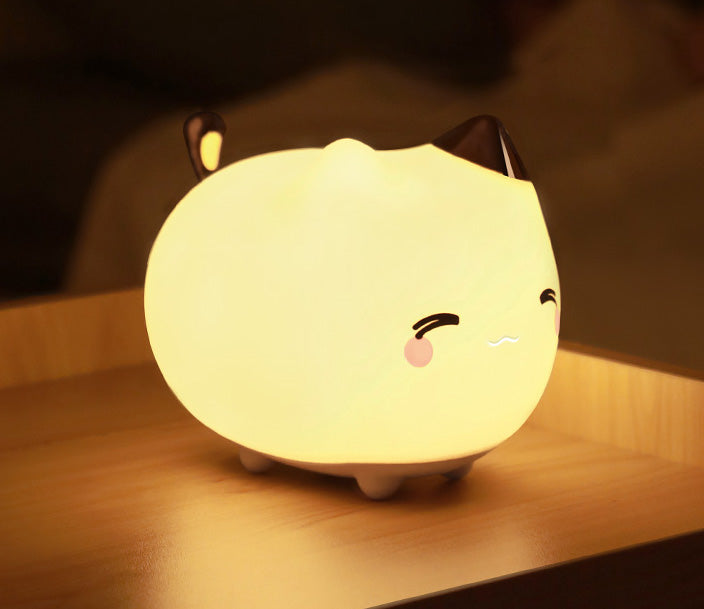 Cute Kitty Multicolor Touch Sensor LED Rechargeable Silicone Night Light