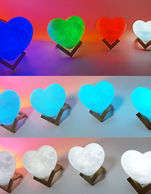 Load image into Gallery viewer, Modern 3D USB Rechargeable Touch Heart Moon Lamp LED Night Light
