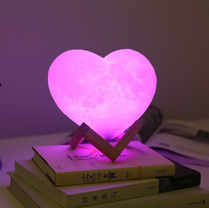 Modern Multi-Color 3D USB Rechargeable Touch Heart Moon Lamp LED Night Light Romantic Gift