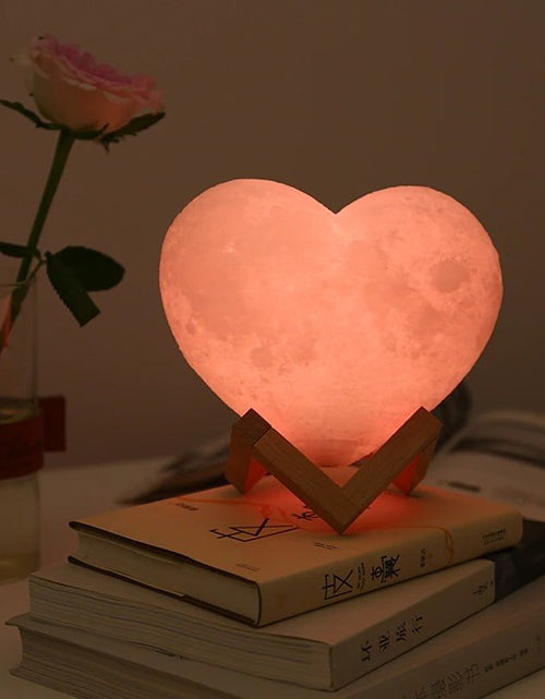 Load image into Gallery viewer, Modern Multi-Color 3D USB Rechargeable Touch Heart Moon Lamp LED Night Light Romantic Gift
