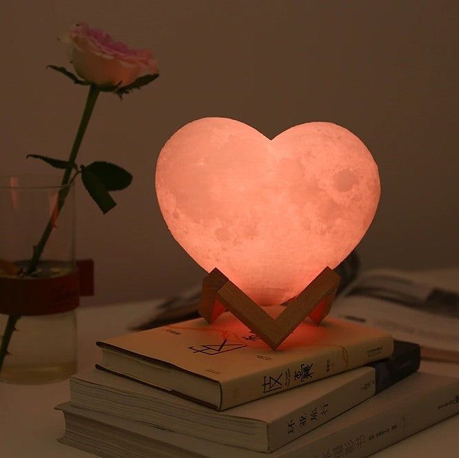 Modern Multi-Color 3D USB Rechargeable Touch Heart Moon Lamp LED Night Light Romantic Gift