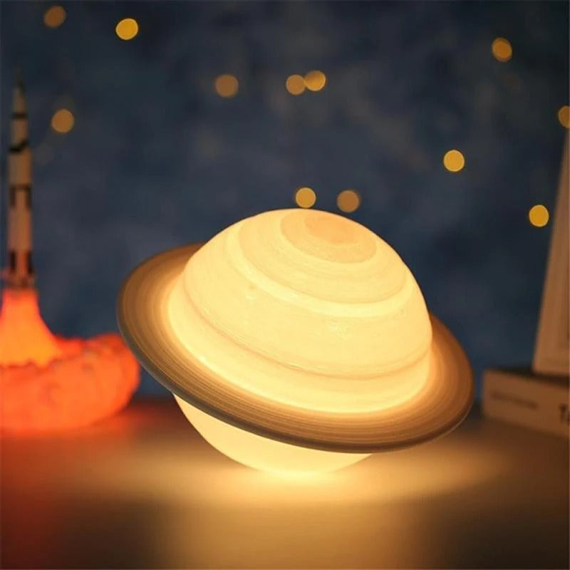 3D Druck Saturn Lampe, Luftbefeuchter, USB Nachtlicht, Wiederaufladbar,  Schlafzimmer, Desktop, Sternenhimmel, Planet, Mondlicht Von 9,74 €