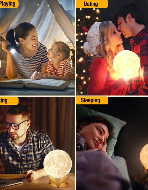 Load image into Gallery viewer, Modern 3D USB Rechargeable Touch Moon Lamp LED Night Light
