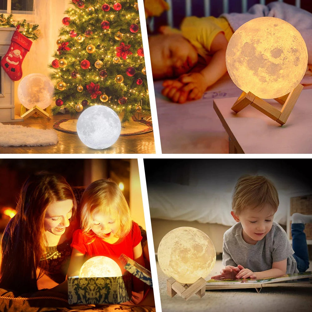 Modern 3D USB Rechargeable Touch Moon Lamp LED Night Light