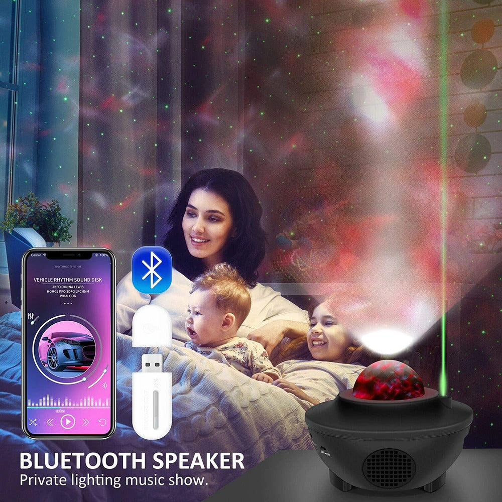Star Night Light UFO Shaped Projector w/ Built-in Bluetooth Music Speaker And Remote Controller Gift for Adults and Children Party Light